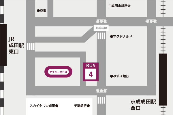 成田市内バス乗り場マップ